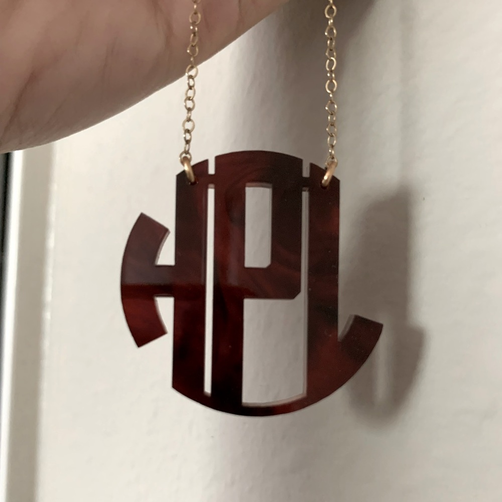 Moon and Lola Acrylic Tortoise Initial Necklace